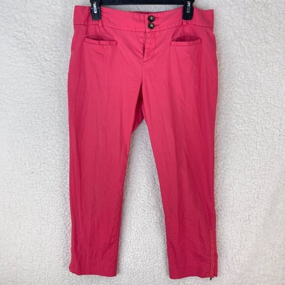 Cartonnier Pink Charlie Ankle Zipper Pants Womens Flat Front Crop Size 8P - Picture 1 of 16